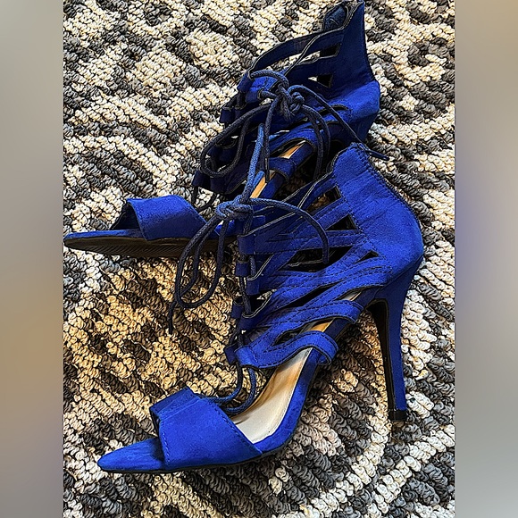 y2k strappy blue heels ✨SIZE 8 - Picture 1 of 2